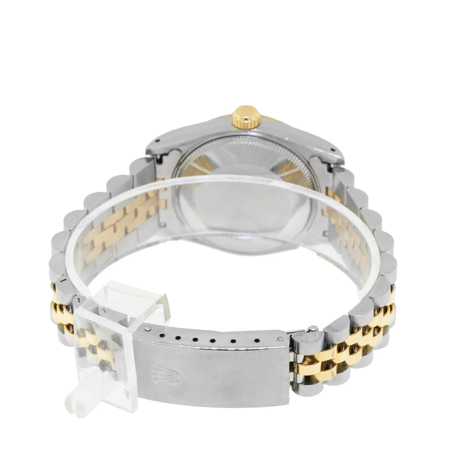 Rolex Datejust 31mm Yellow Gold Steel Champagne Tapestry Index Dial & Fluted Bezel 68273