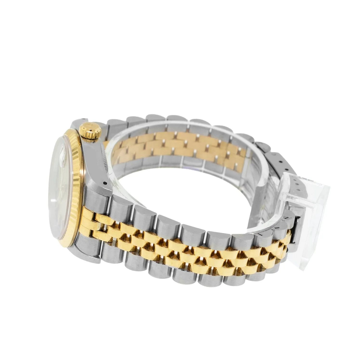 Rolex Datejust 31mm Yellow Gold Steel Champagne Tapestry Index Dial & Fluted Bezel 68273