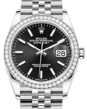 Rolex Datejust 36 White Gold/Steel Black Index Dial & Diamond Bezel Jubilee Bracelet 126284RBR