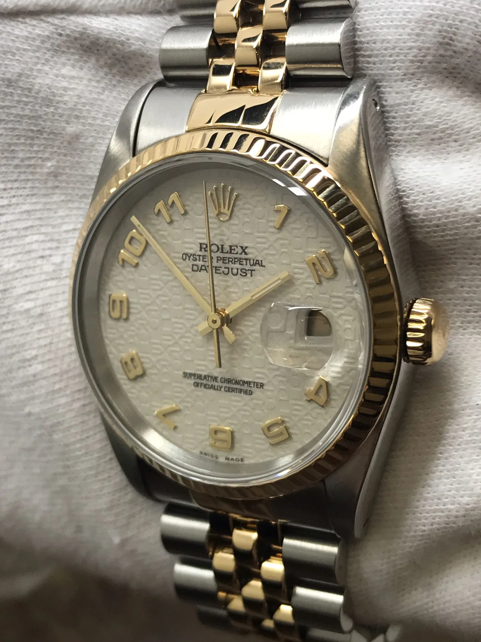 Rolex Datejust 36mm 16233 White Jubilee Dial Automatic Watch