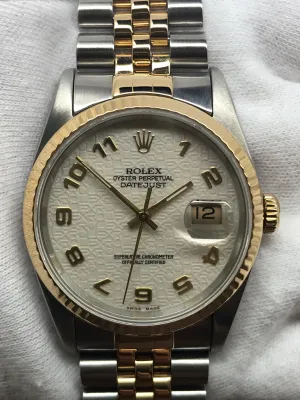 Rolex Datejust 36mm 16233 White Jubilee Dial Automatic Watch