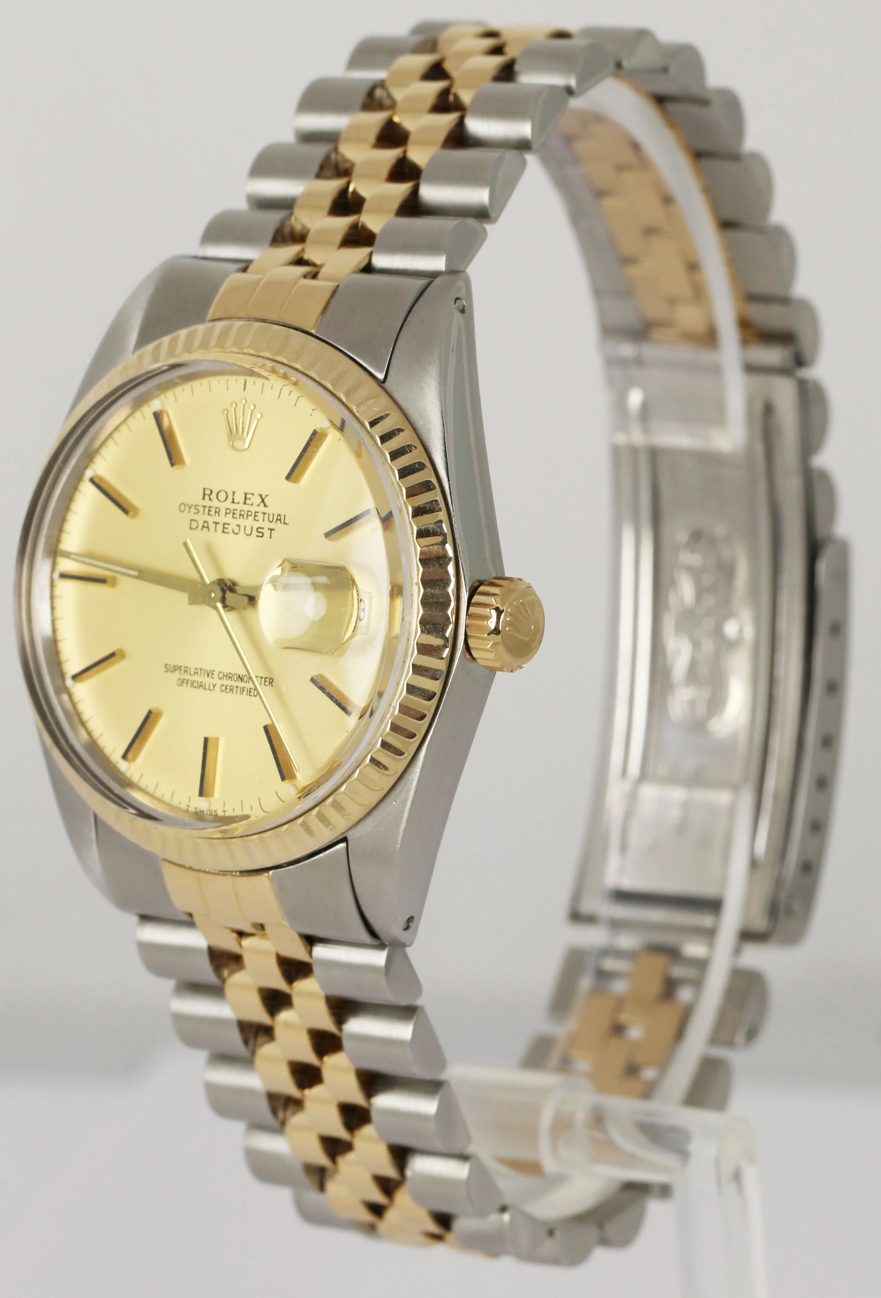 Rolex DateJust 36mm 18K Gold Two-Tone Stainless Steel Champagne Watch 16013