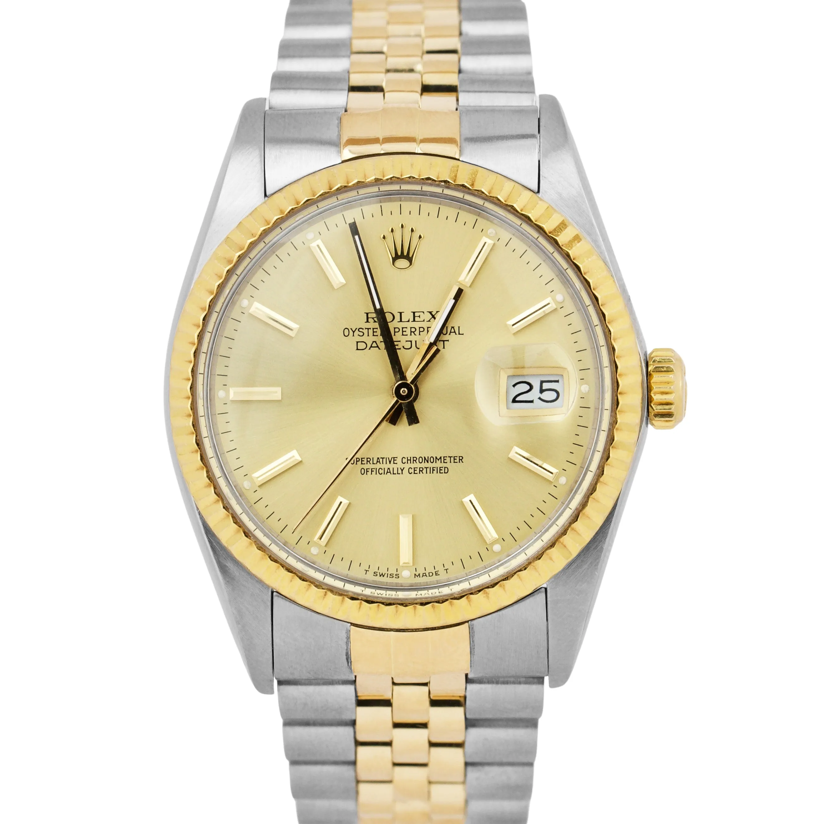 Rolex DateJust 36mm Champagne JUBILEE Two-Tone 18K Gold Stainless Watch 16013 BP