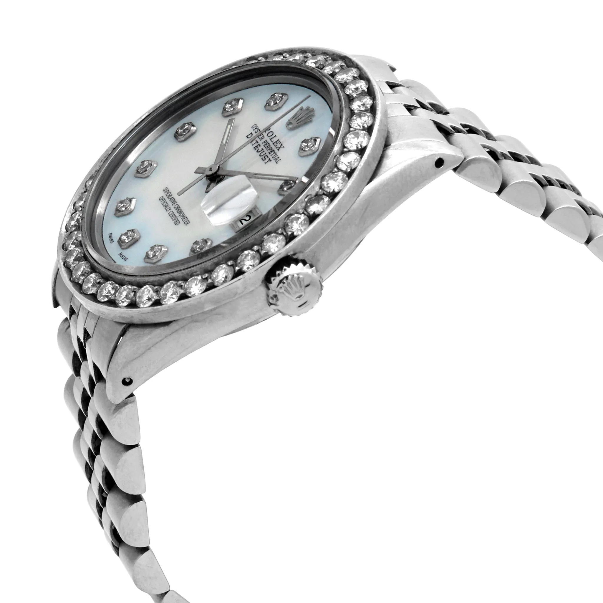 Rolex Datejust 36mm Diamonds 16014 Custom MOP Diamond Dial Automatic Watch
