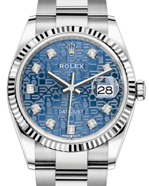 Rolex Datejust 36mm White Gold/Steel Blue Jubilee Diamond Dial & Fluted Bezel Oyster Bracelet 126234 - NEW