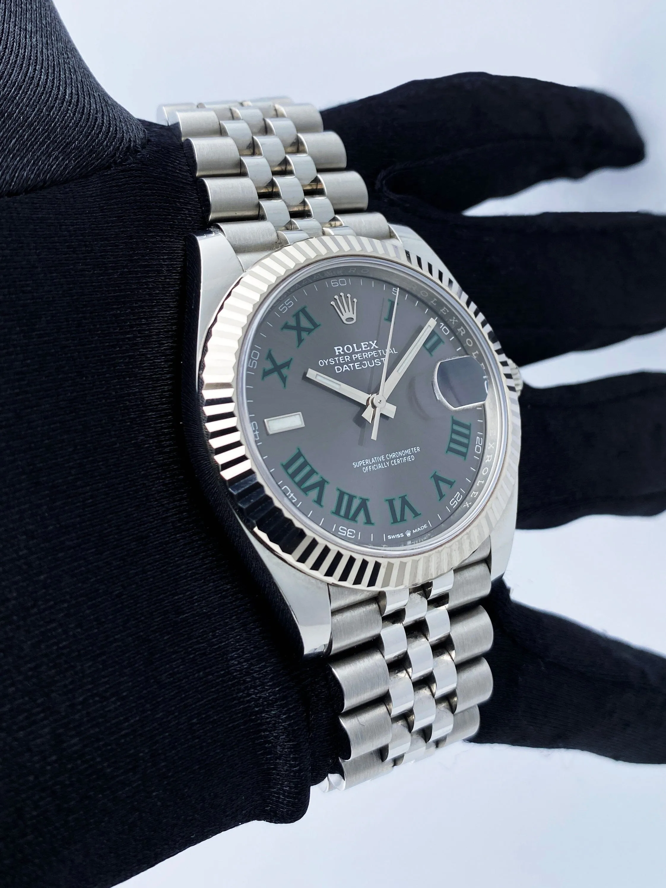 Rolex Datejust 41 Wimbledon 126334 Stainless Steel Mens Watch Box & Papers