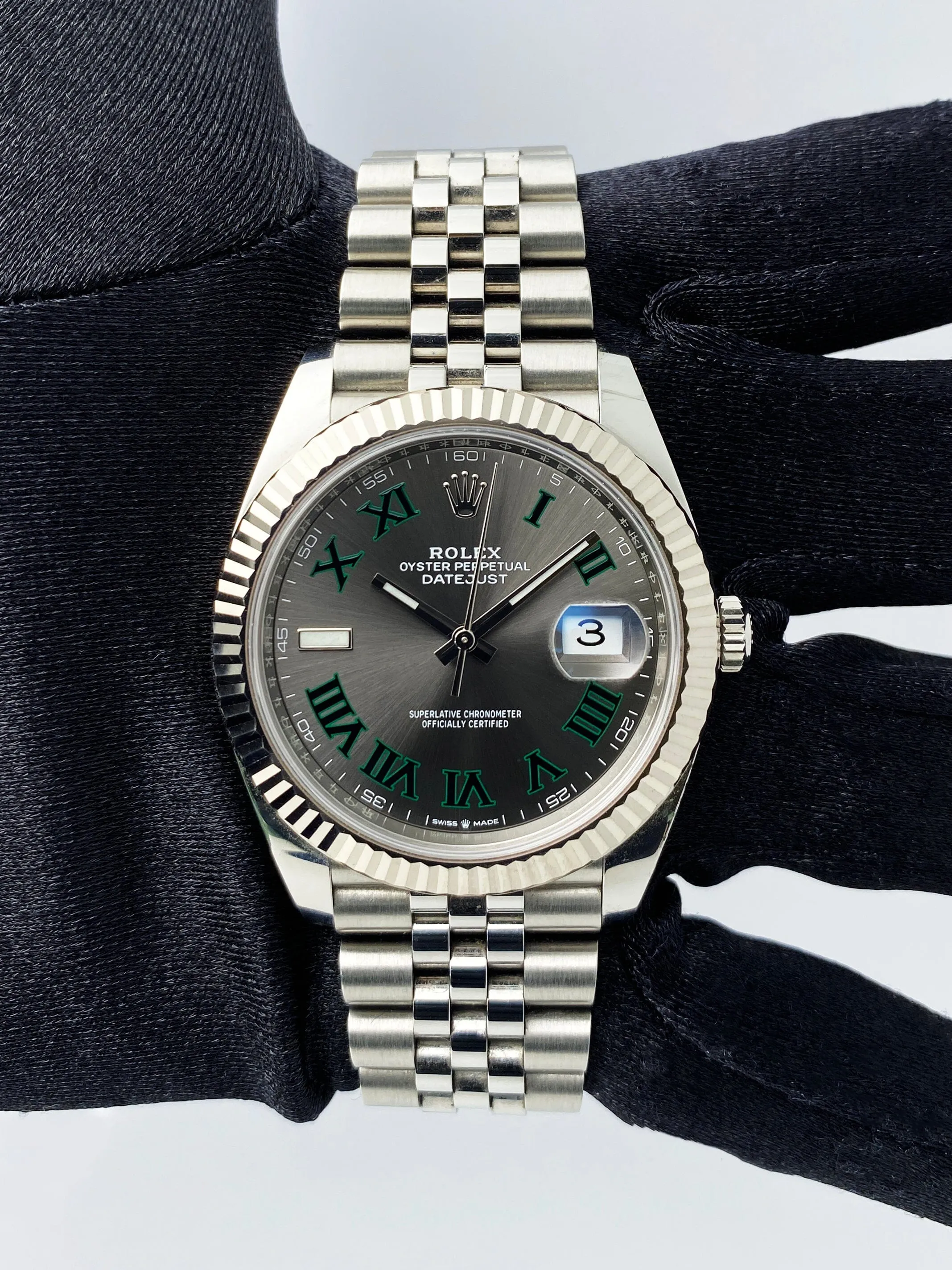 Rolex Datejust 41 Wimbledon 126334 Stainless Steel Mens Watch Box & Papers