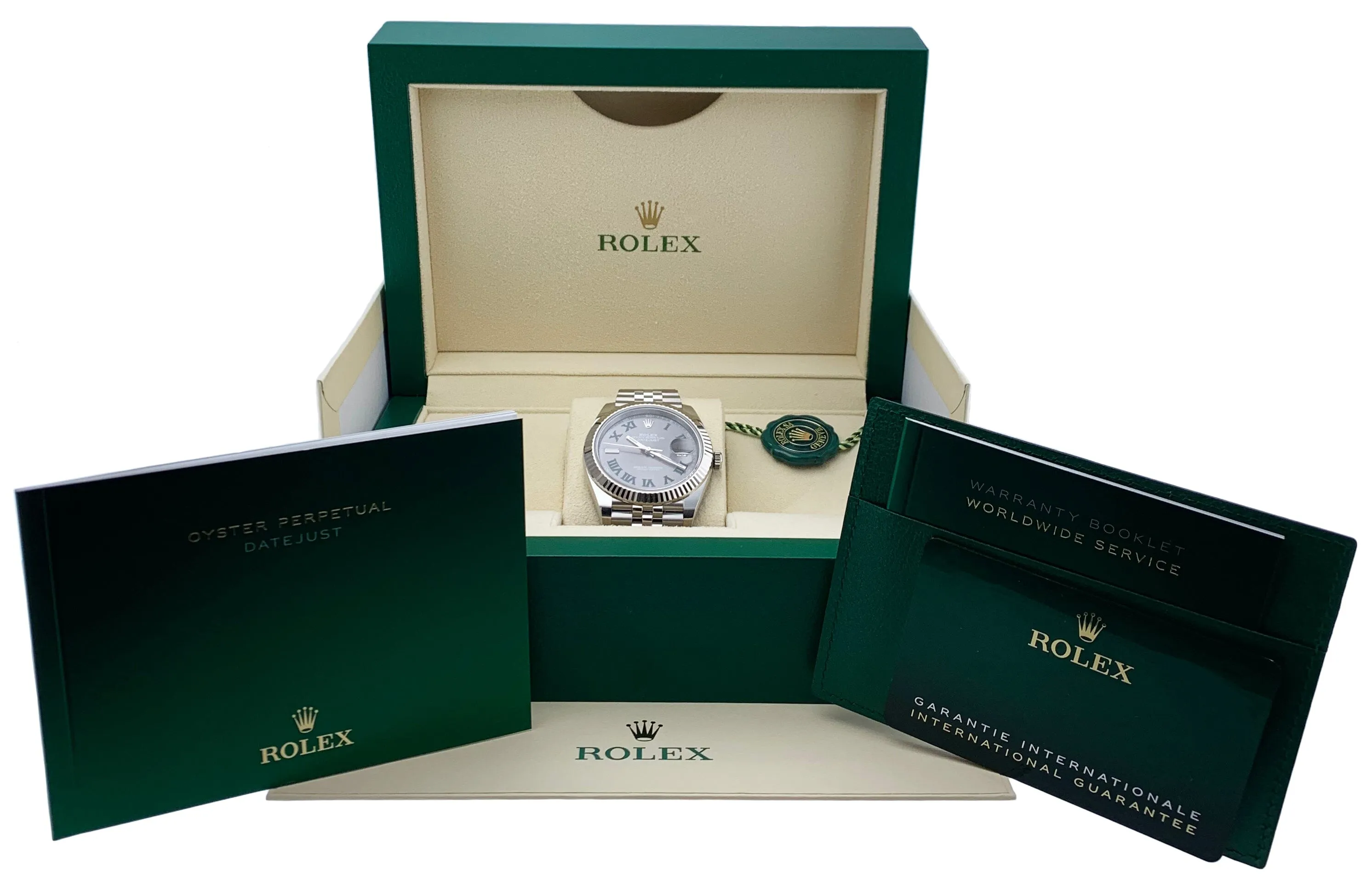 Rolex Datejust 41 Wimbledon 126334 Stainless Steel Mens Watch Box & Papers