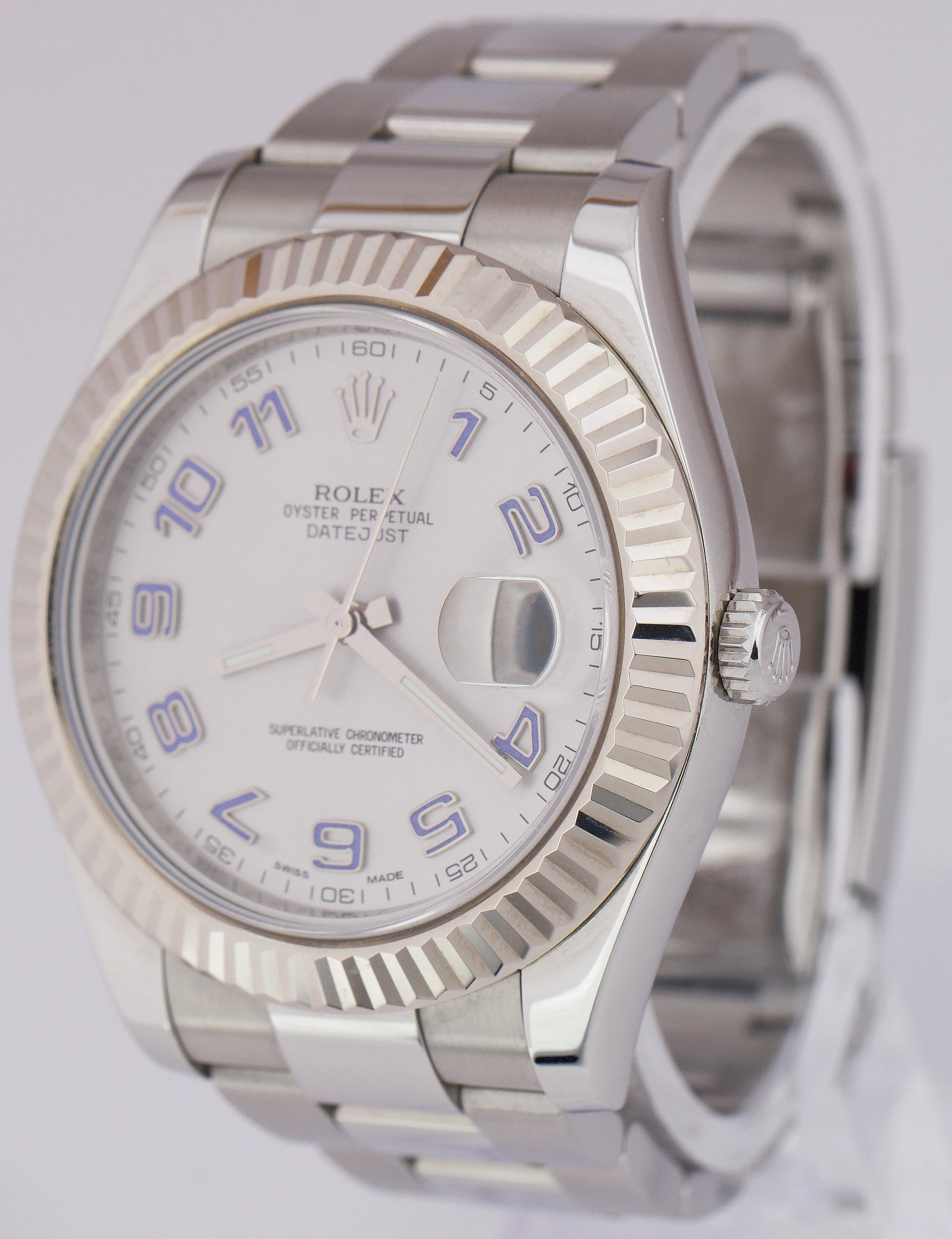 Rolex Datejust II 2 41MM Stainless Steel Blue Arabic 18K White Gold Watch 116334