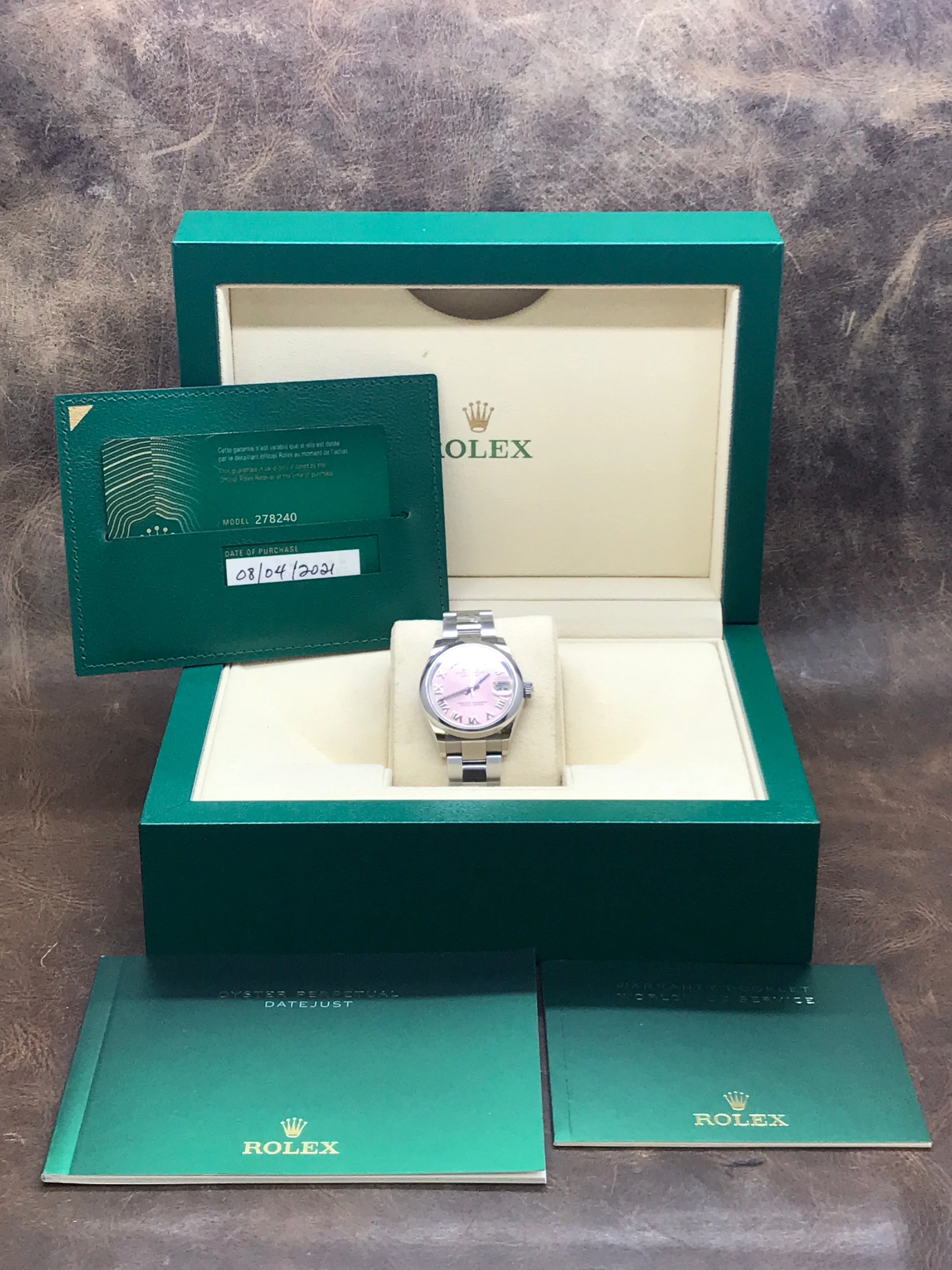 Rolex Datejust Midsize 31mm 278240 Pink Roman Dial Automatic Women's Watch