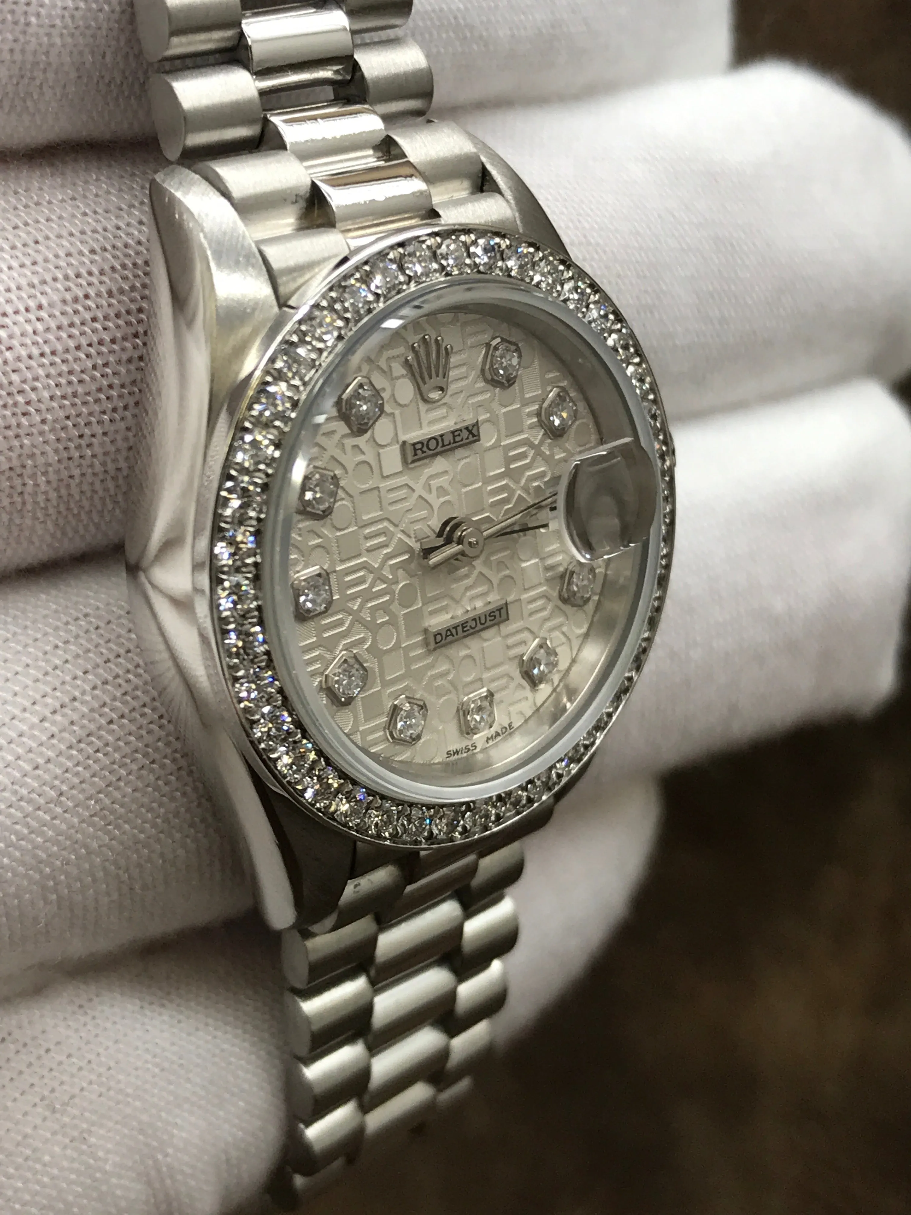 Rolex Datejust Platinum President 69136 Silver Dial Automatic Women's Watch