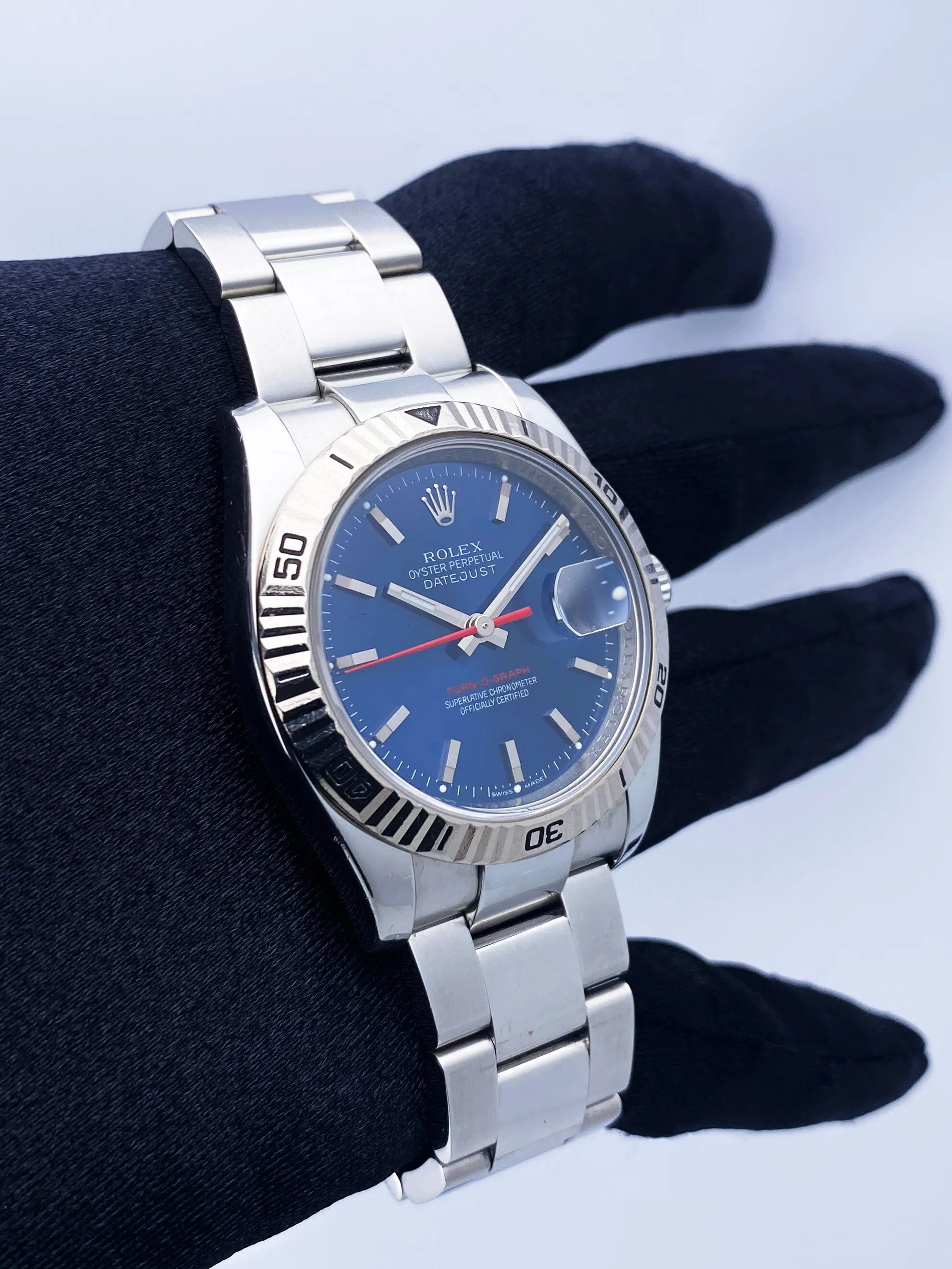Rolex Datejust Turn-O-Graph 116264 Blue Dial Mens Watch