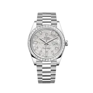 Rolex Day-Date 228396TBR Platinum Diamond Bezel Meteorite Diamond Dial