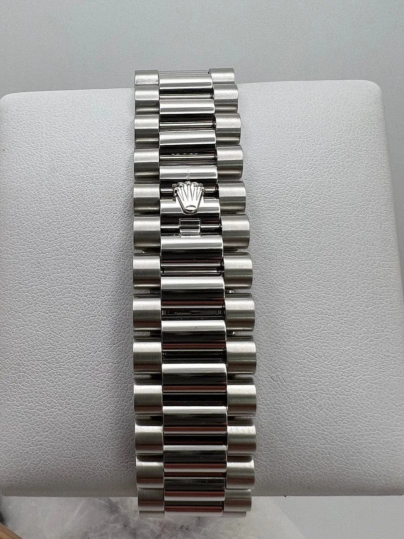 Rolex Day-Date 228396TBR Platinum Olive Green Dial Diamond Bezel