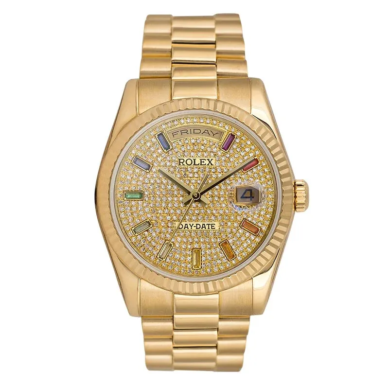 Rolex Day-Date 36 18ct Yellow Gold with Custom Diamond Set Dial 118238