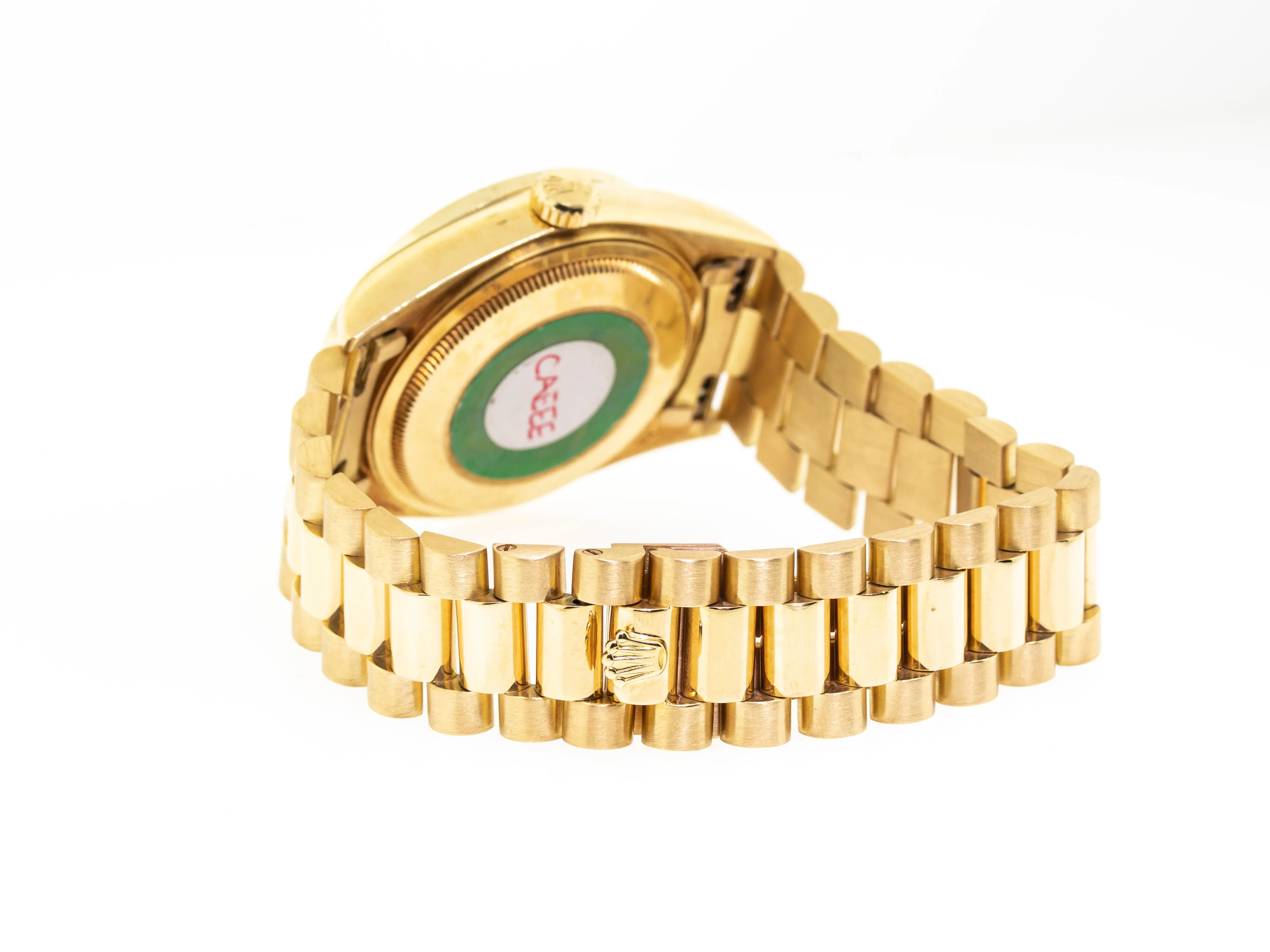 Rolex Day-Date 36mm Yellow Gold Champagne Stick Dial Diamond Bezel 18038