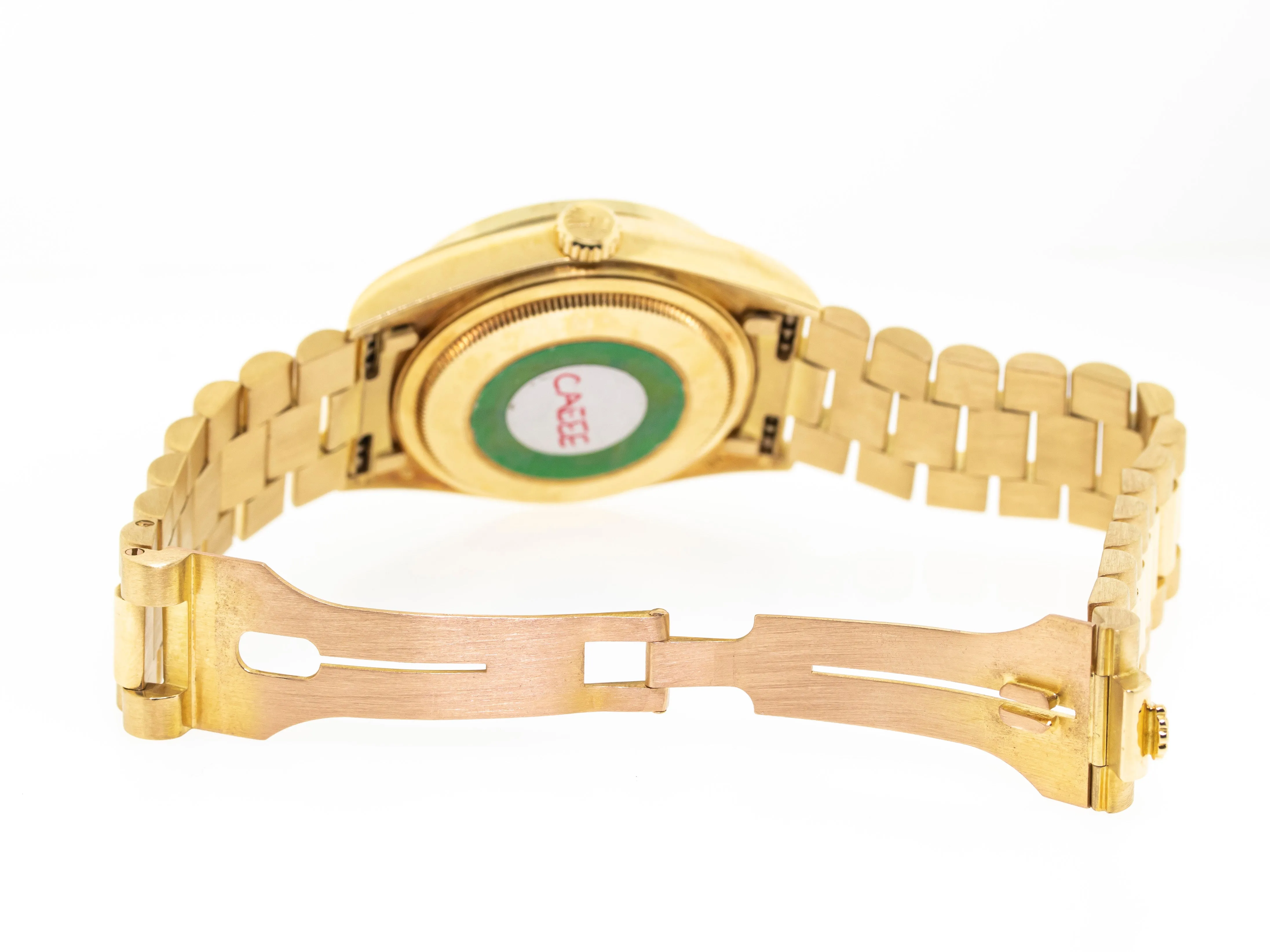 Rolex Day-Date 36mm Yellow Gold Champagne Stick Dial Diamond Bezel 18038
