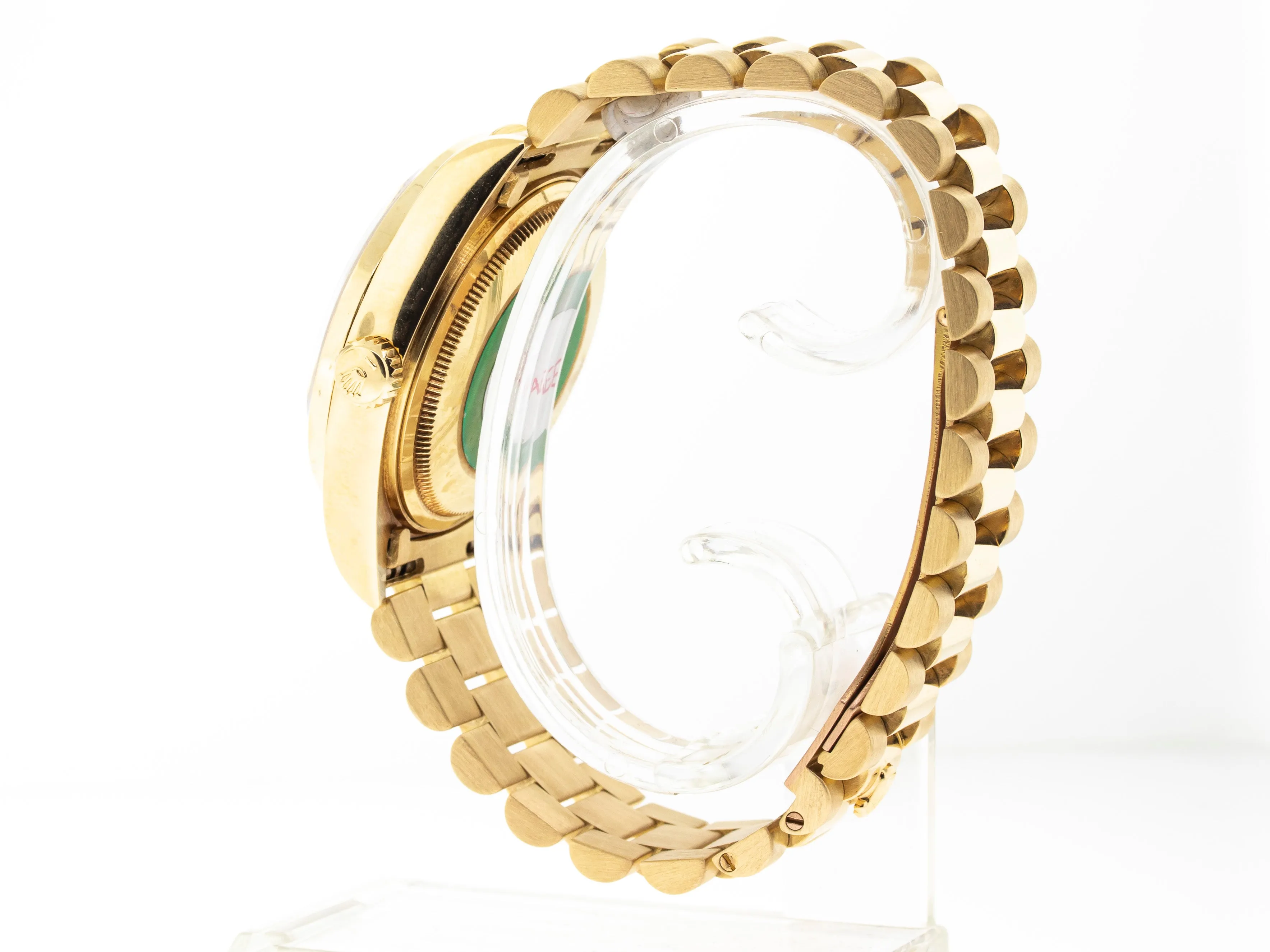 Rolex Day-Date 36mm Yellow Gold Champagne Stick Dial Diamond Bezel 18038