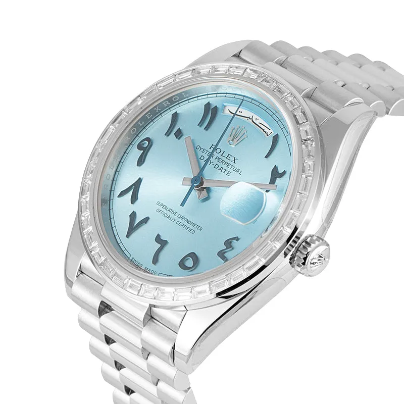 Rolex Day-Date 40 Platinum 228206 Custom Dial and Custom Bezel
