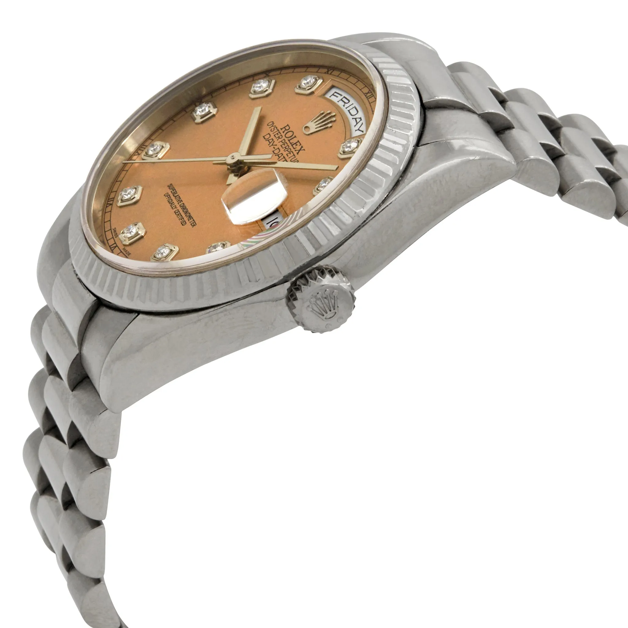 Rolex Day Date Diamond 118239 Salmon Dial Automatic Watch