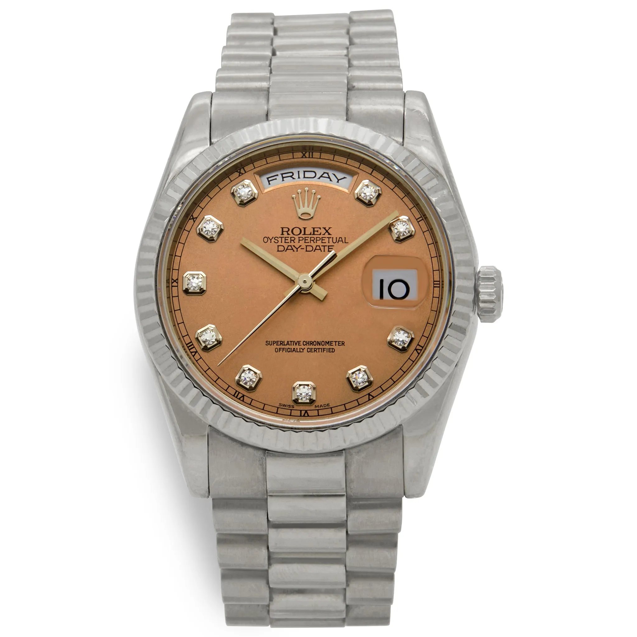 Rolex Day Date Diamond 118239 Salmon Dial Automatic Watch
