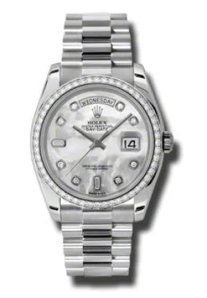 Rolex Day-Date Mother Of Pearl Dial Platinum President Automatic Ladies Watch 118346MDP