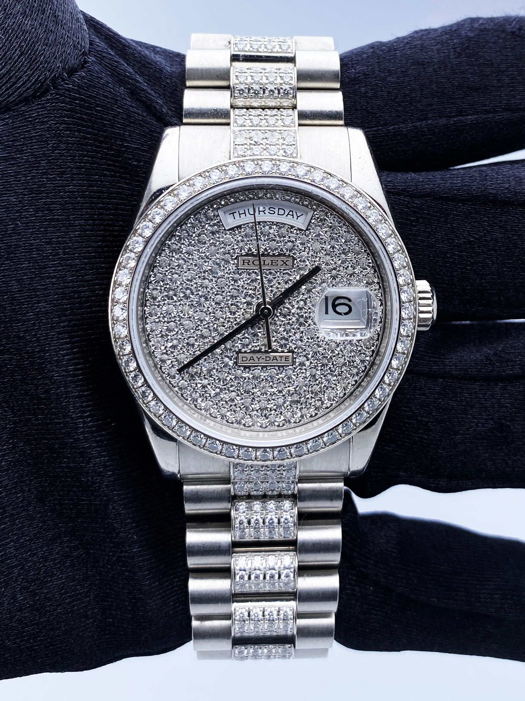 Rolex Day-Date President 118346 Platinum Diamond Mens Watch Box Papers