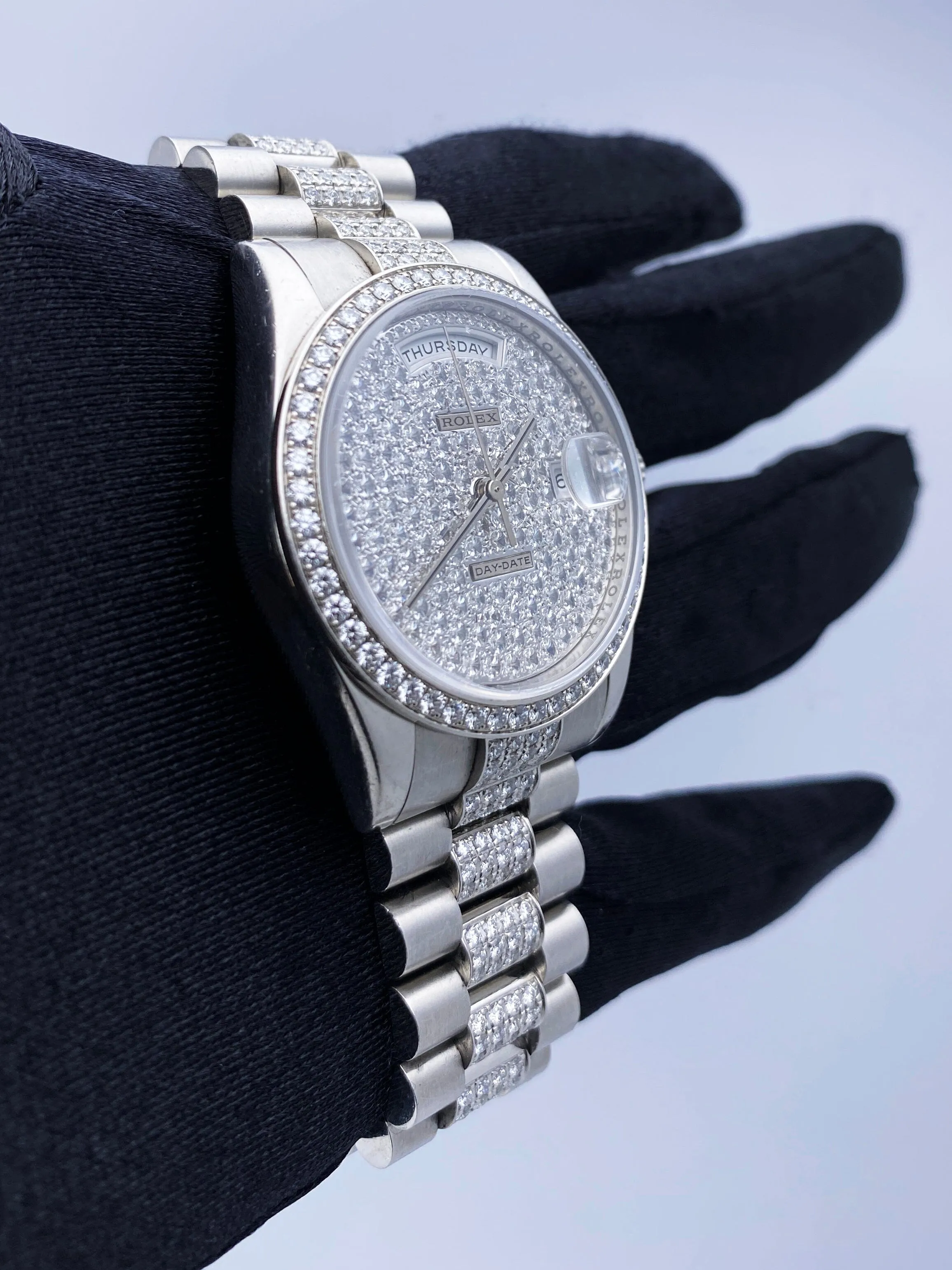 Rolex Day-Date President 118346 Platinum Diamond Mens Watch Box Papers