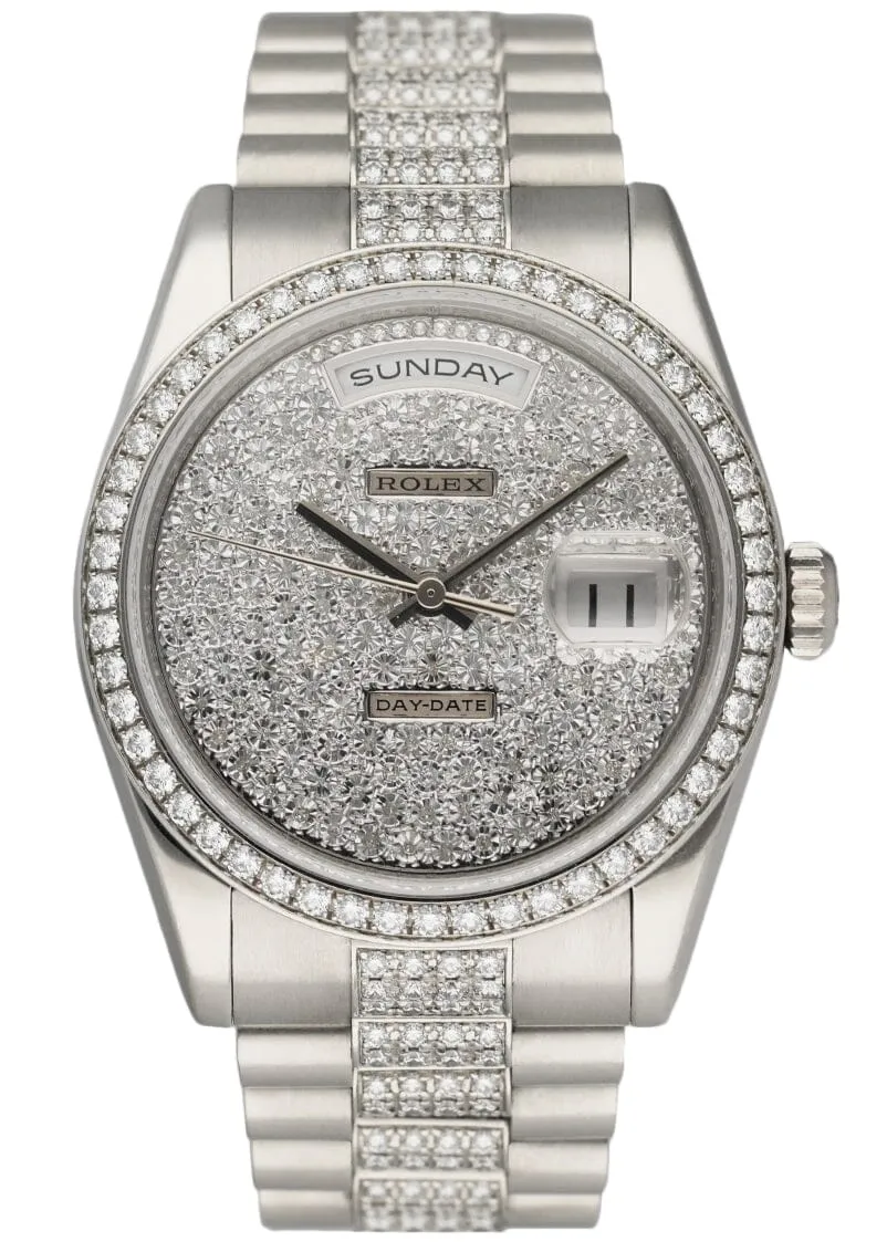 Rolex Day-Date President 118346 Platinum Diamond Mens Watch Box Papers