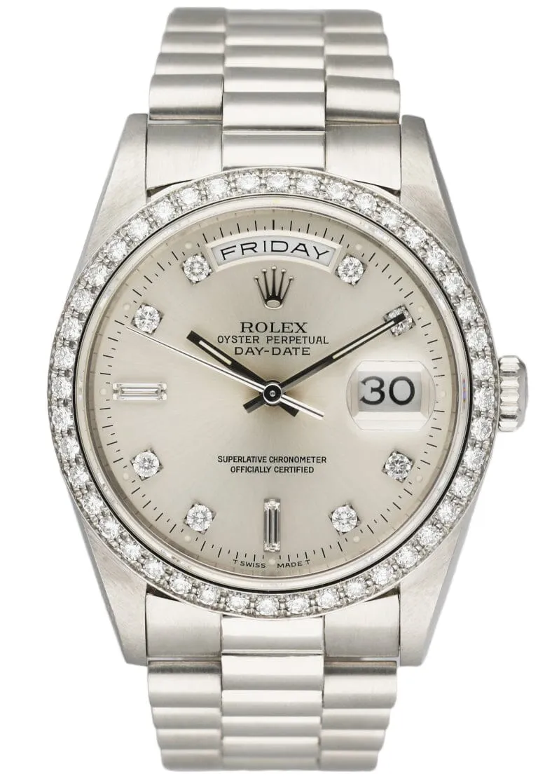 Rolex Day-Date President 18346 Platinum Diamond Mens Watch