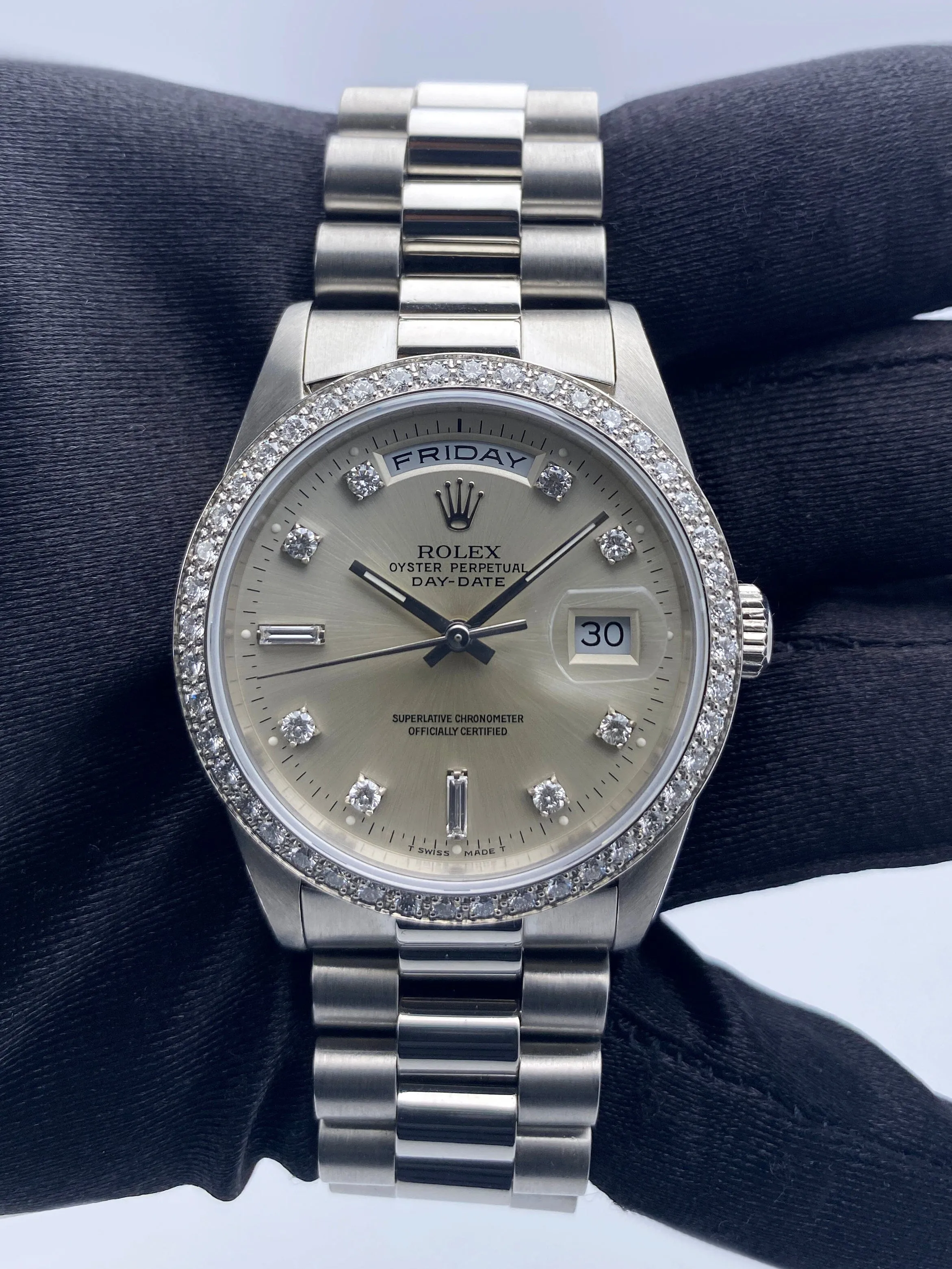 Rolex Day-Date President 18346 Platinum Diamond Mens Watch