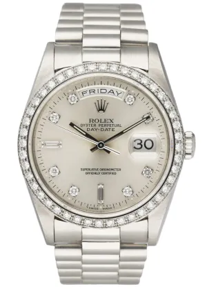Rolex Day-Date President 18346 Platinum Diamond Mens Watch