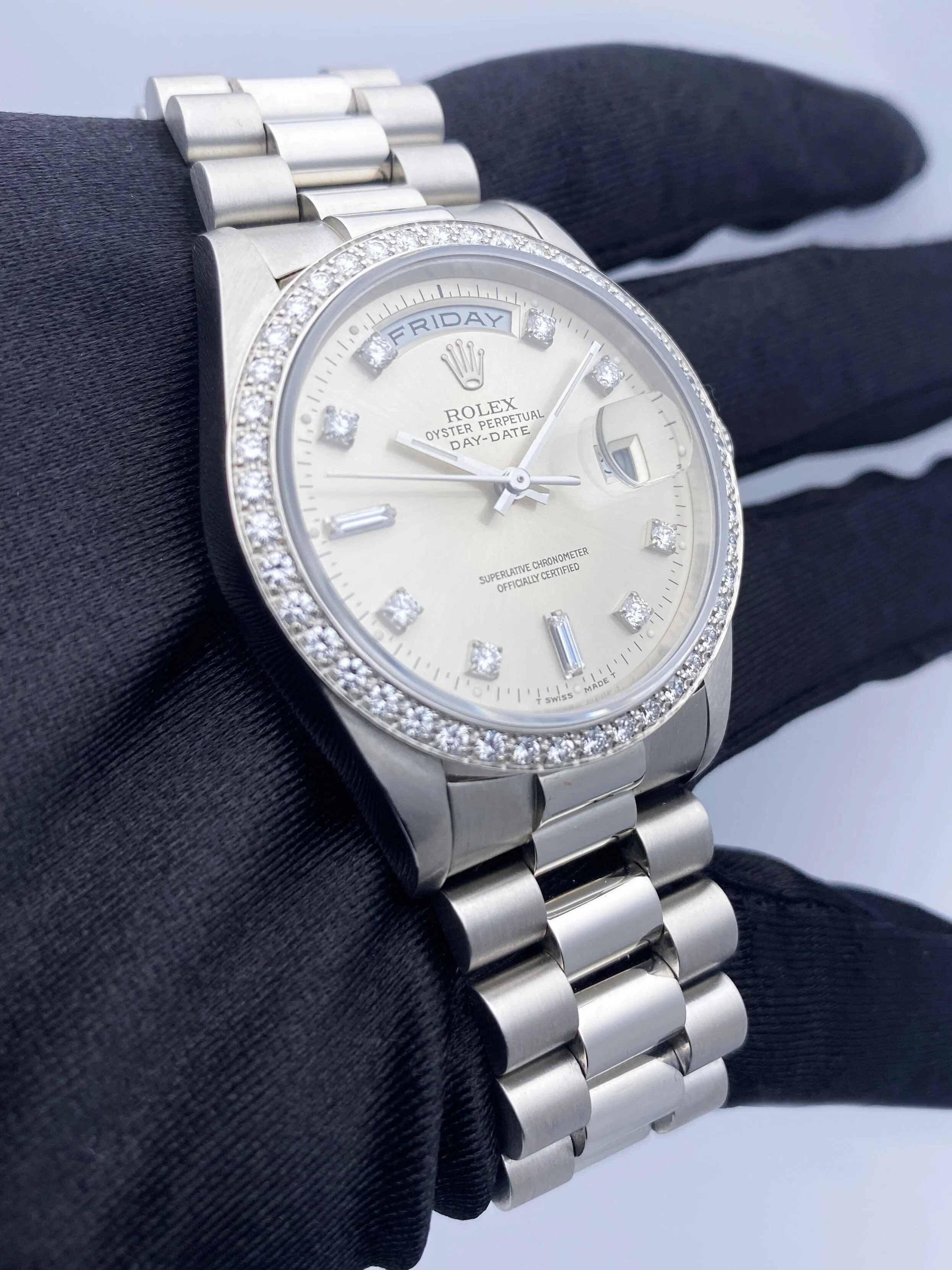 Rolex Day-Date President 18346 Platinum Diamond Mens Watch