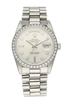 Rolex Day-Date President 18346 Platinum Diamond Mens Watch