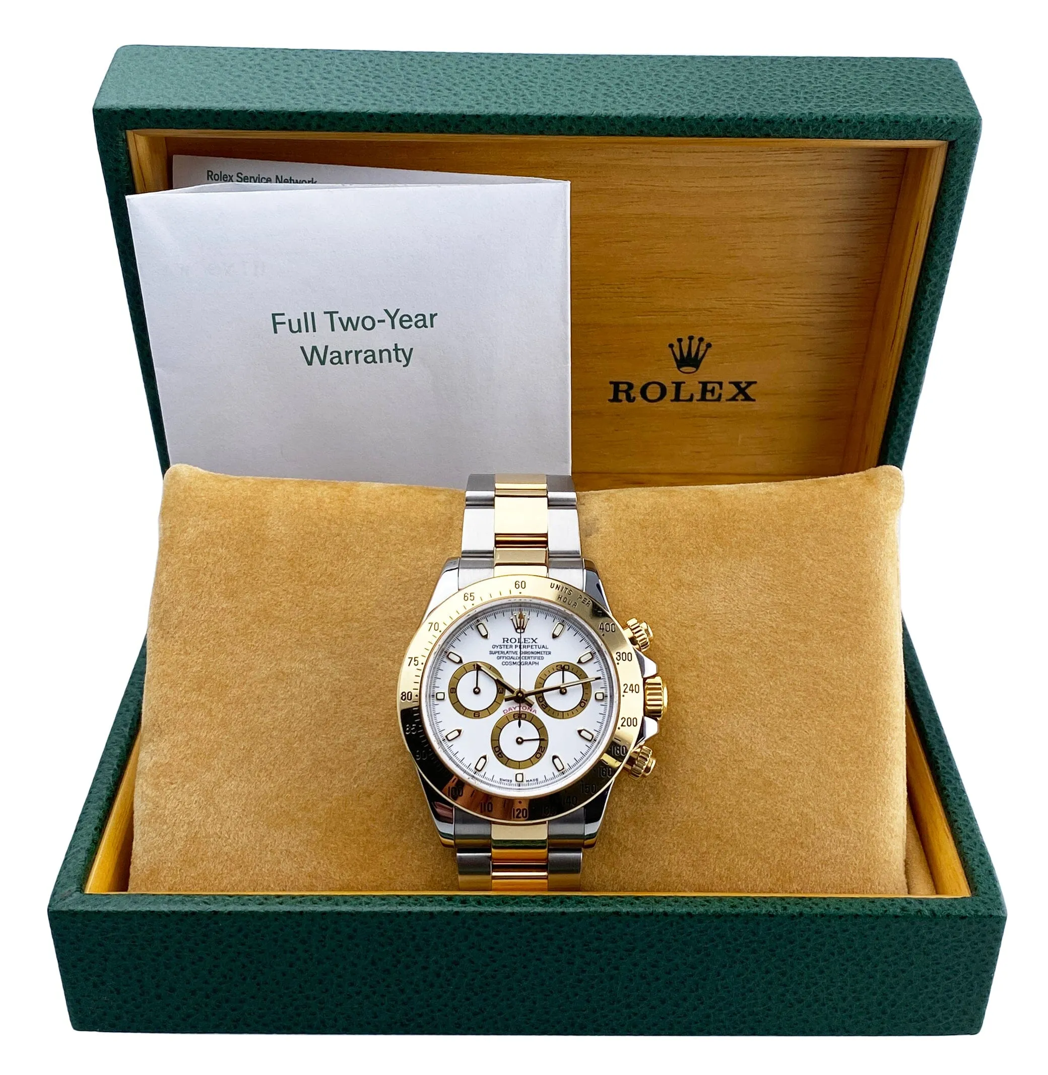 Rolex Daytona 116523 White Dial Two-Tone Mens Watch Box Papers