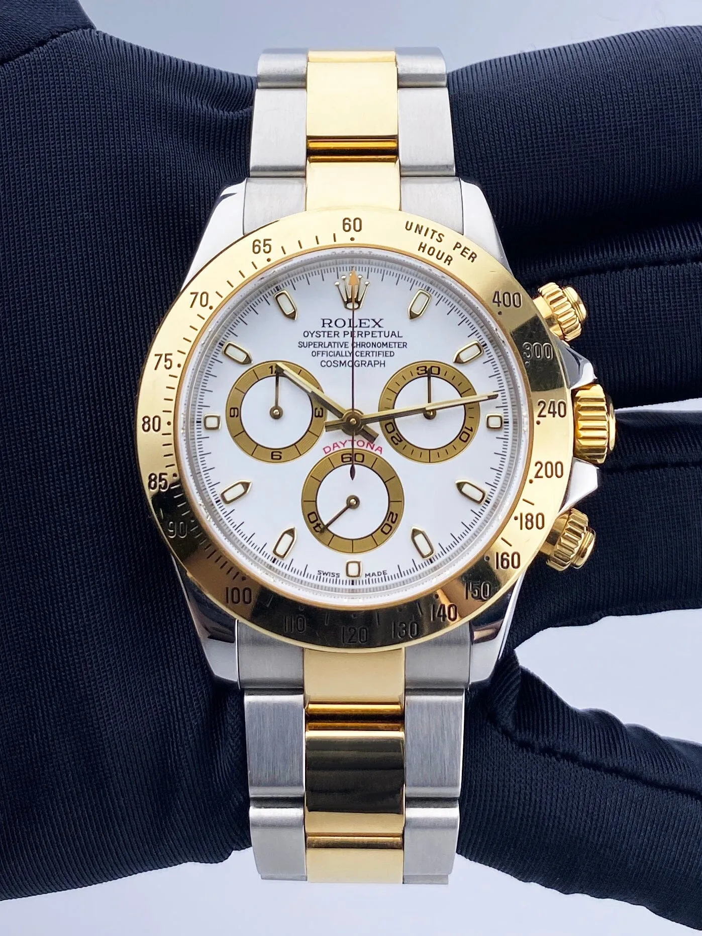 Rolex Daytona 116523 White Dial Two-Tone Mens Watch Box Papers