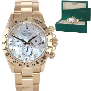 Rolex Daytona 116528 MOP DIAMOND 18K Yellow Gold 40mm Watch Box