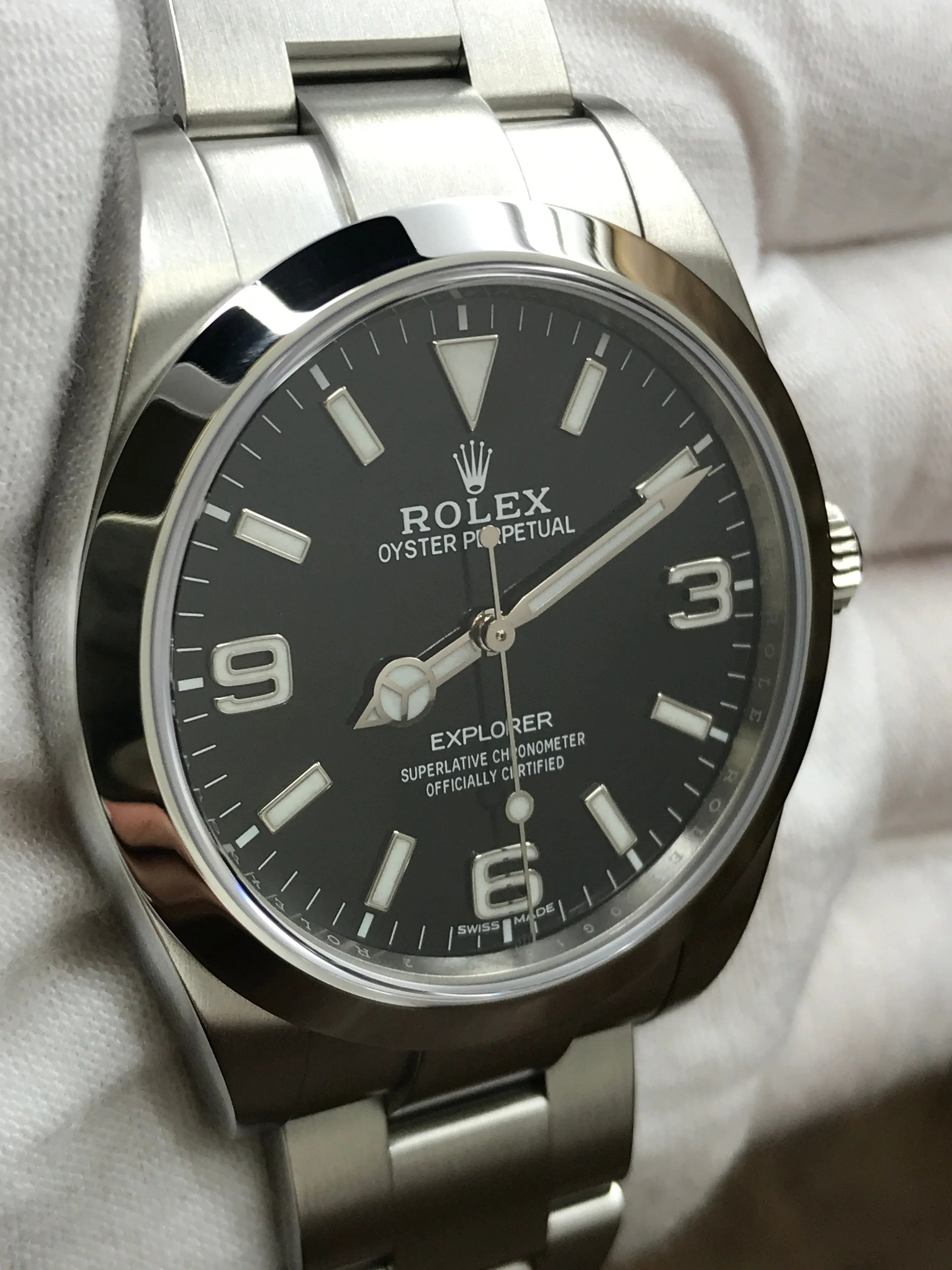 Rolex Explorer 214270 Lume Black Dial Automatic Watch
