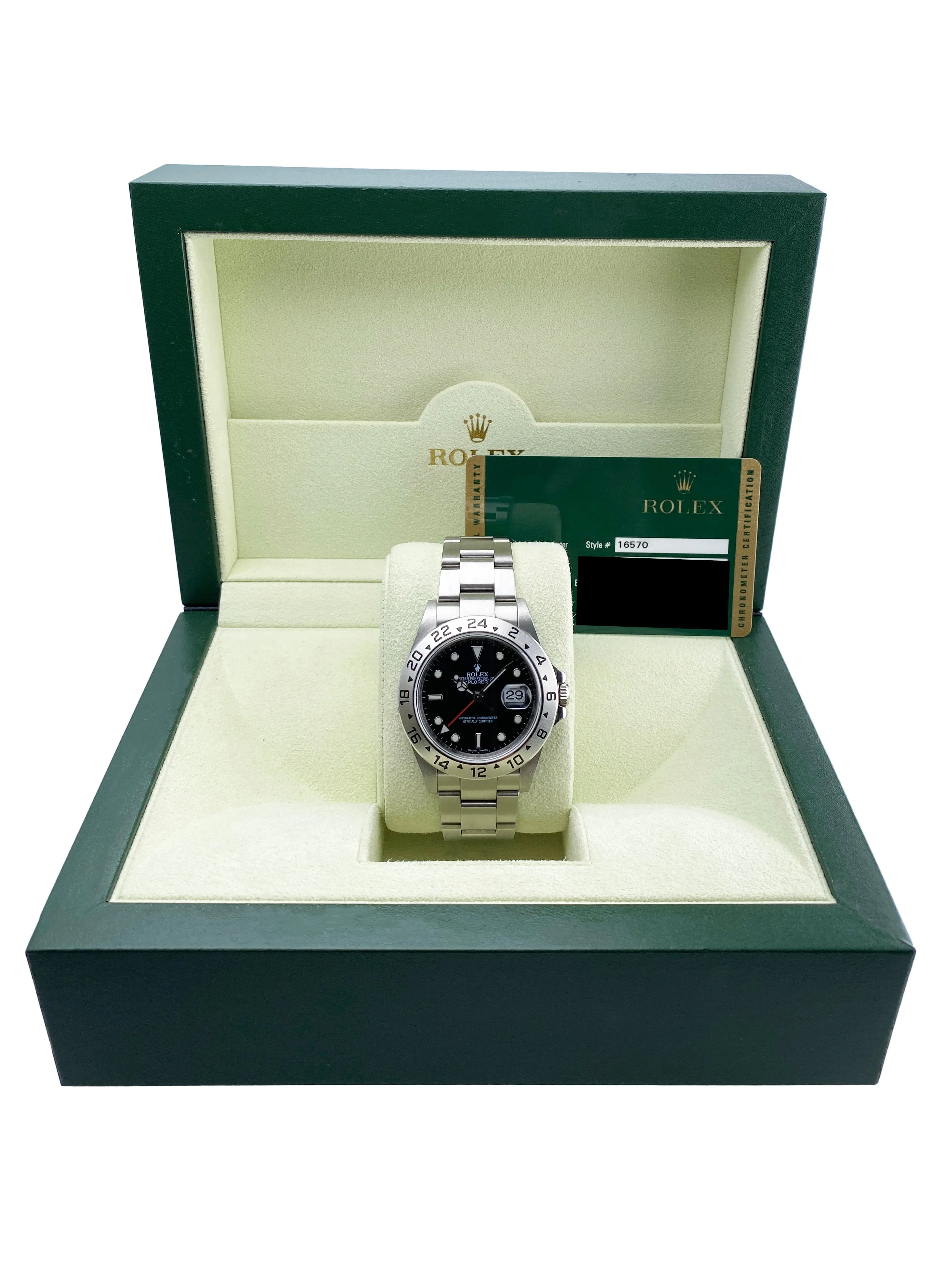 Rolex Explorer II 16570 Black Dial Mens Watch Box Papers