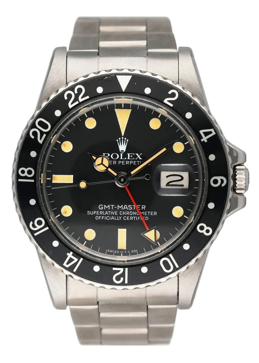 Rolex GMT Master 16750 Black Dial Stainless Steel Mens Watch