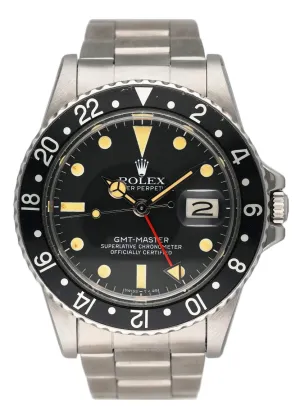Rolex GMT Master 16750 Black Dial Stainless Steel Mens Watch