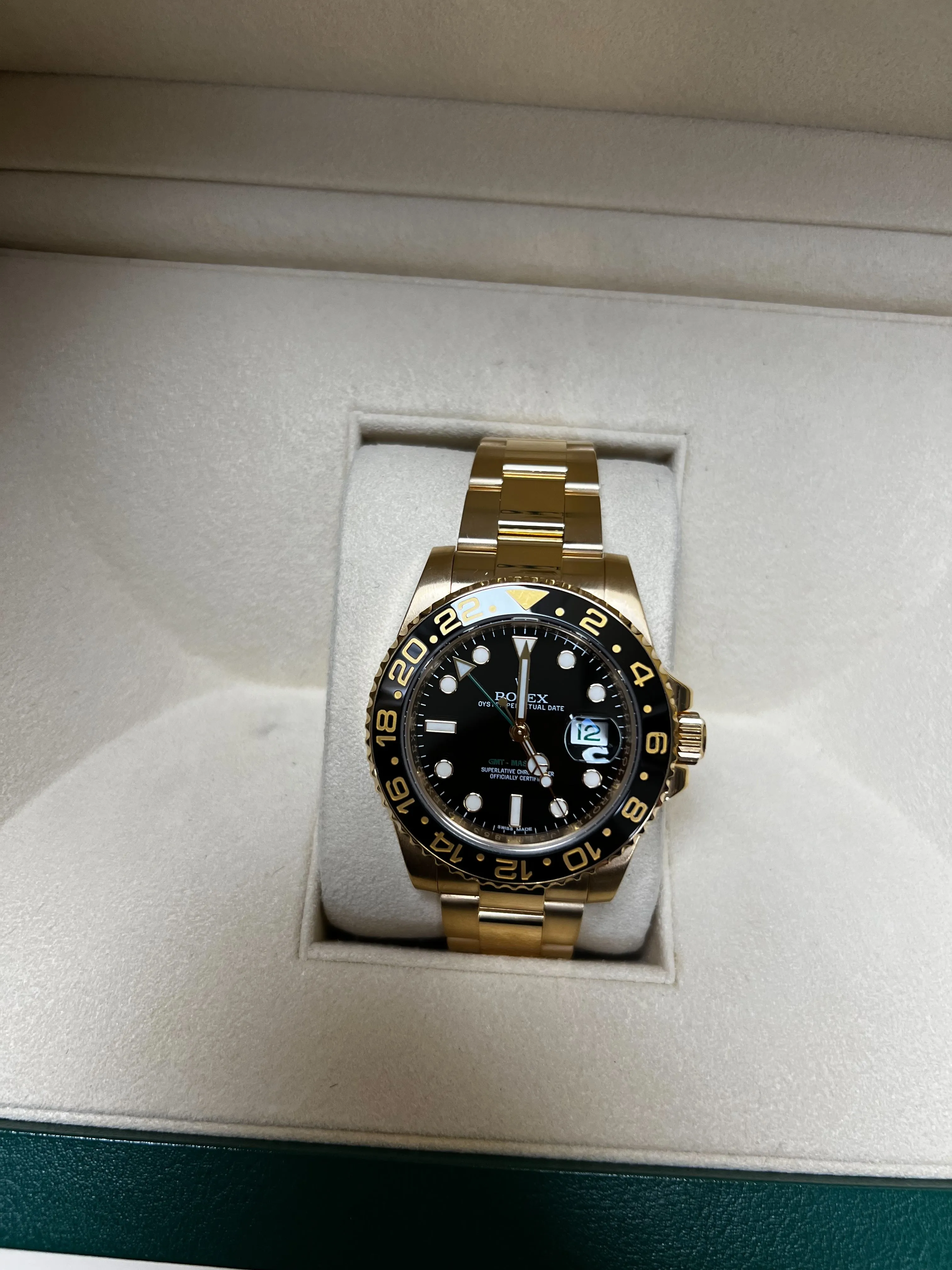 Rolex GMT-Master II PAPERS Ceramic Black 18K Yellow Gold 40mm 116718 LN B P