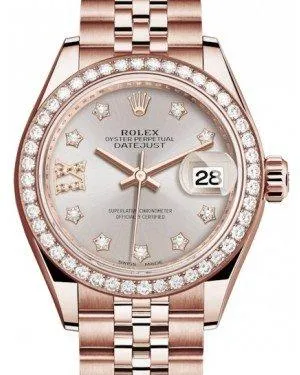 Rolex Lady Datejust 28 Rose Gold Sundust Diamond IX Dial & Diamond Bezel Jubilee Bracelet 279135RBR