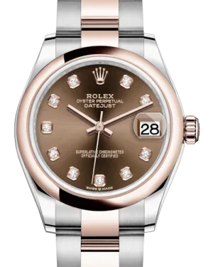 Rolex Lady-Datejust 31 Rose Gold/Steel Chocolate Diamond Dial & Smooth Domed Bezel Oyster Bracelet 278241