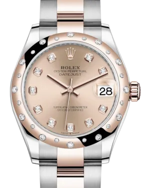 Rolex Lady-Datejust 31 Rose Gold/Steel Rose Diamond Dial & Domed Set with Diamonds Bezel Oyster Bracelet 278341RBR