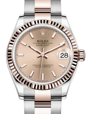Rolex Lady-Datejust 31 Rose Gold/Steel Rose Index Dial & Fluted Bezel Oyster Bracelet 278271 - NEW
