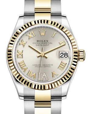 Rolex Lady-Datejust 31 Yellow Gold/Steel Silver Roman Diamond VI Dial & Fluted Bezel Oyster Bracelet 278273