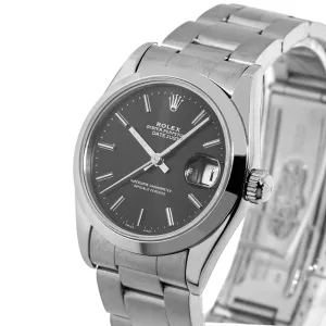 Rolex Lady-Datejust 31mm Stainless Steel Black Index Dial & Smooth Bezel 68240