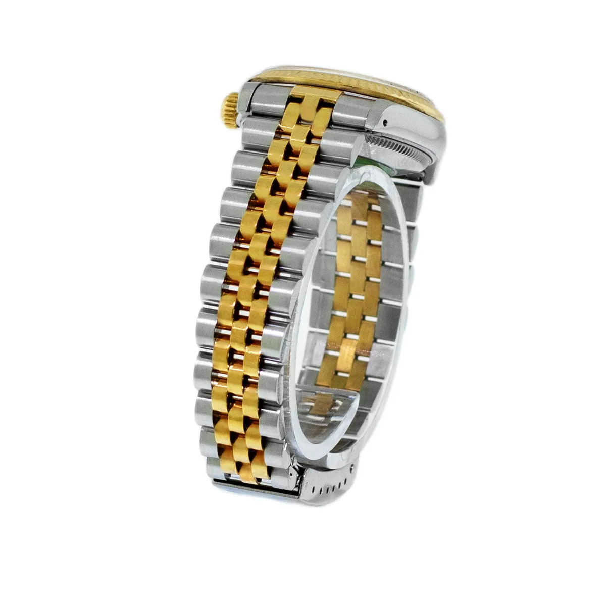 Rolex Lady-Datejust 31mm Yellow Gold Steel Silver Diamond Dial & Fluted Bezel 68273
