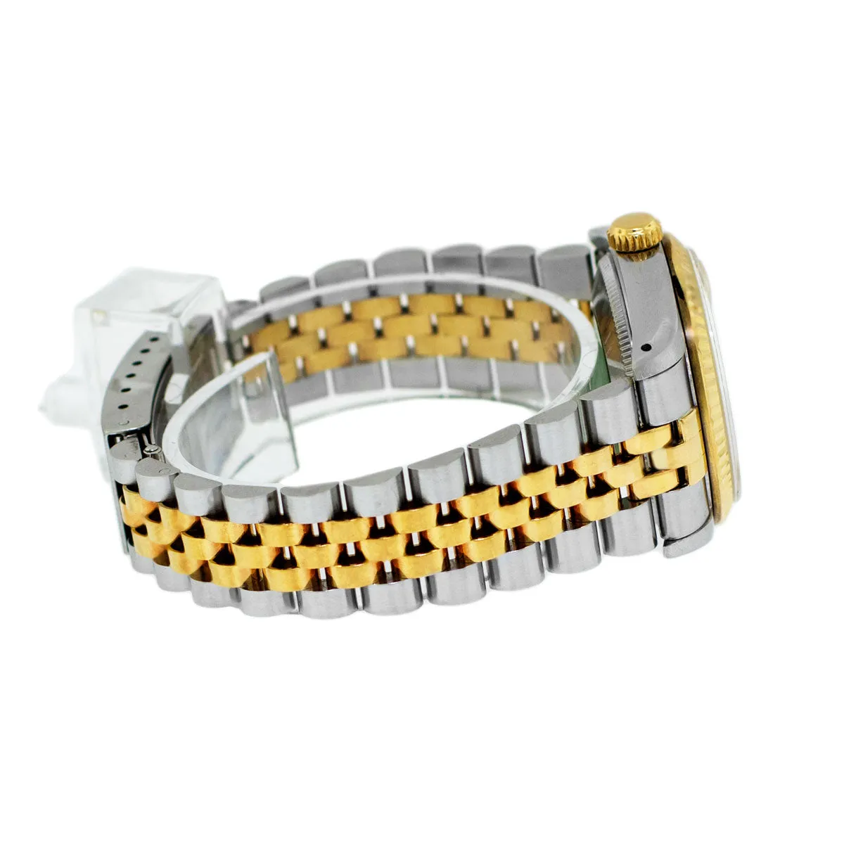 Rolex Lady-Datejust 31mm Yellow Gold Steel Silver Diamond Dial & Fluted Bezel 68273